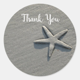 Sticker Rond Sable Dollar Starfish Ocean Beach Merci
