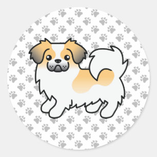 Sticker Rond Sable Fawn Parti Couleur Tibétain Espagnol mignon 