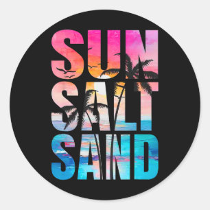 Sticker Rond Sable Soleil Sable Vacances été Hawaii Beach Funny