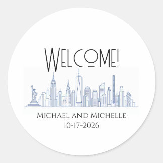 Sticker Rond Sac de bienvenue minimal personnalisé pour mariage