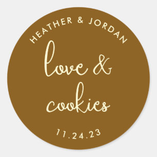 Sticker Rond Sac de biscuits de mariage Love and Cookies en cad