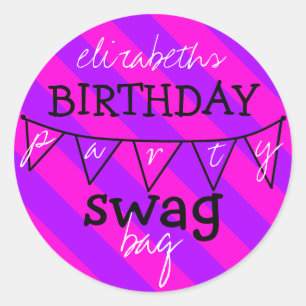 Sticker Rond Sac de butin de fête d'anniversaire