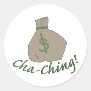 Sticker Rond Sac de Cha-ching