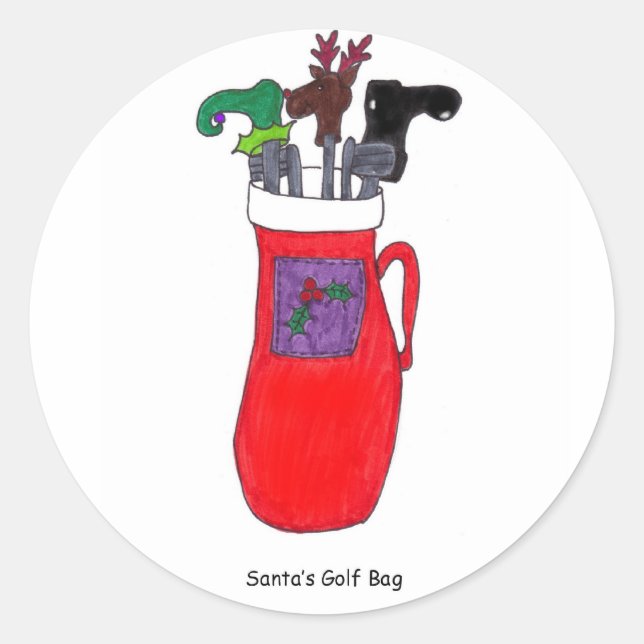 Sticker Rond Sac de golf père Noël (Devant)