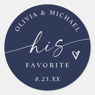 Sticker Rond Sac de mariage Navy Blue Son Écriture Préférée