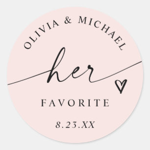 Sticker Rond Sac de mariage 'Son Script préféré' Rose Clair