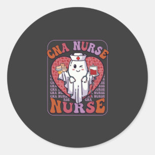 Sticker Rond Sac infirmière Cna Halloween fantôme stéthoscope s
