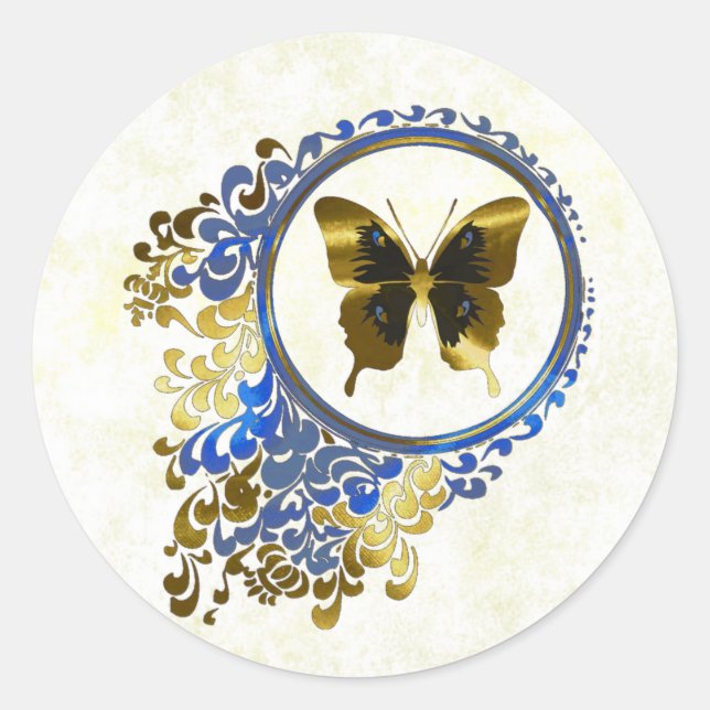 Sticker Rond Sachets élégants d'enveloppe papillon (Devant)