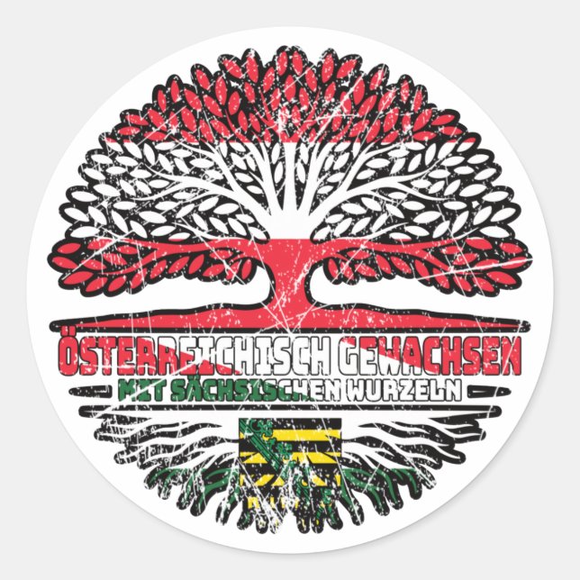 Sticker Rond Sachsen Sächsisch Österreichisch Österreich Baum (Devant)