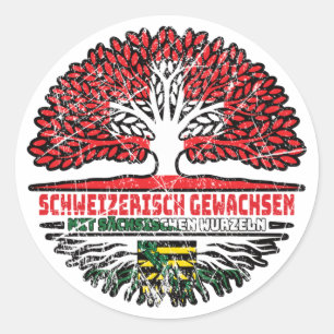 Sticker Rond Sachsen Sächsisch Schweizer Schweiz Baum Wurzel
