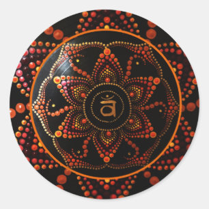 Sticker Rond Sacral Chakra, Svadhishthana Dot Art Mandala