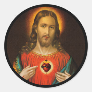 Sticker Rond Sacré Coeur de Jésus c1899 Allemagne