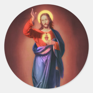 Sticker Rond Sacré Coeur de Jésus-Christ