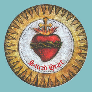 Sticker Rond Sacré Coeur de Jésus en verre