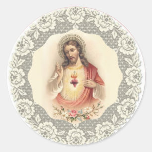 Sticker Rond Sacré-Coeur de Jésus-Saint-Lace
