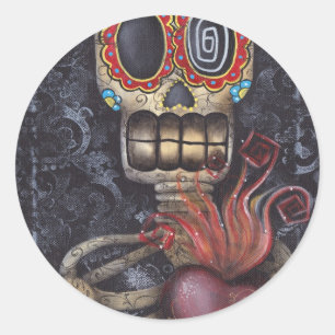 Sticker Rond Sacred Heart Day of the Dead