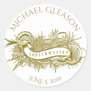 Sticker Rond Sacrement religieux d'or de confirmation