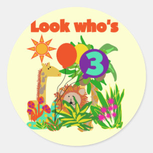 Sticker Rond Safari 3ème anniversaire Tshirts et cadeaux