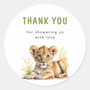 Sticker Rond Safari Afrique Animaux Baby shower Merci