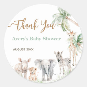 Sticker Rond Safari Animal Wild One Baby Boy Douche