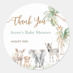 Sticker Rond Safari Animal Wild One Baby Boy Douche