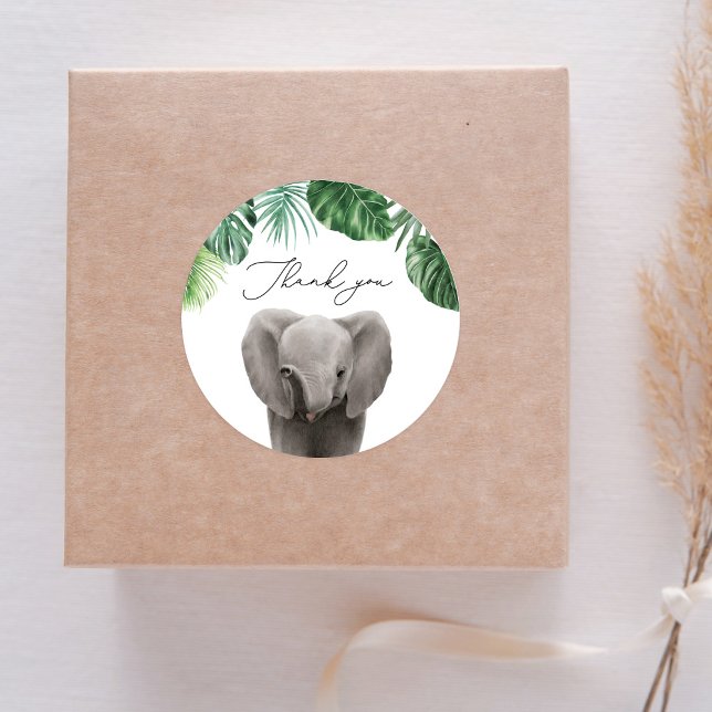 Sticker Rond Safari Animaux Baby shower Eléphant (Créateur téléchargé)