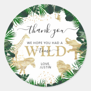Sticker Rond Safari Animaux Thème Anniversaire