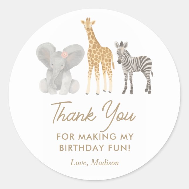 Sticker Rond Safari Anniversaire (Devant)