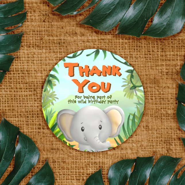Sticker Rond Safari Anniversaire - Elaphant (Créateur téléchargé)