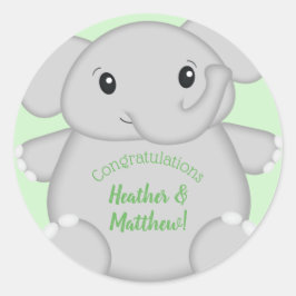 Sticker Rond Safari Baby shower éléphant