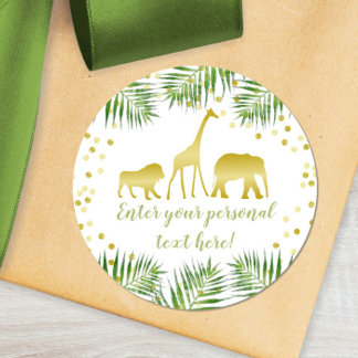 Sticker Rond Safari Baby shower Gold