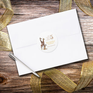 Sticker Rond Safari d'anniversaire de Giraffe