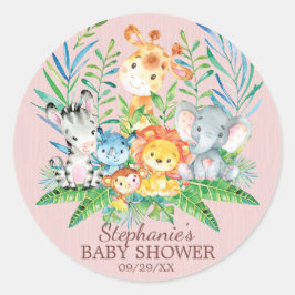 Sticker Rond Safari Jungle Animaux Baby shower Favoriser Sticke
