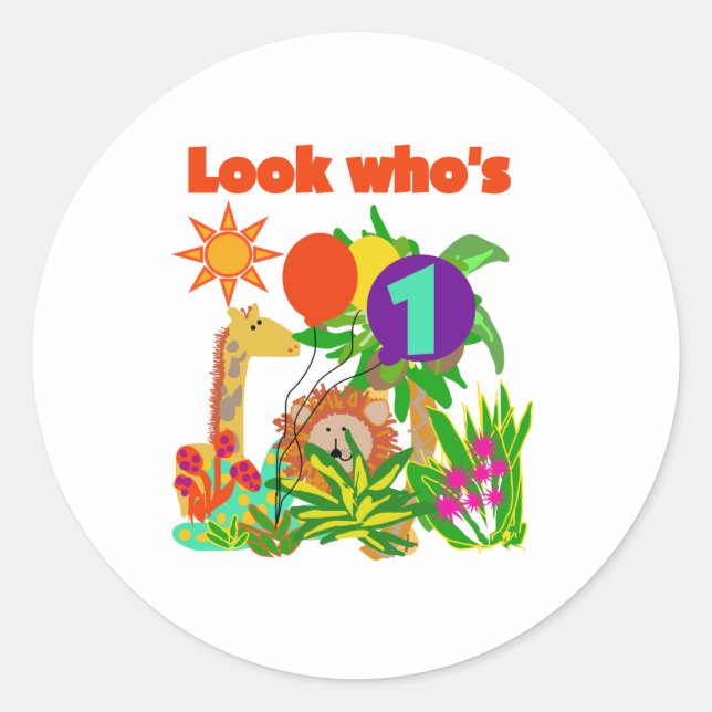 Sticker Rond Safari premier anniversaire (Devant)