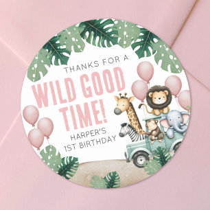 Sticker Rond Safari Premier Anniversaire Sauvage