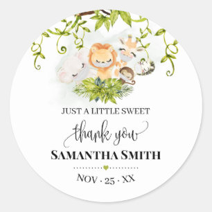 Sticker Rond Safari Wild Baby Animals Baby shower Favoriser