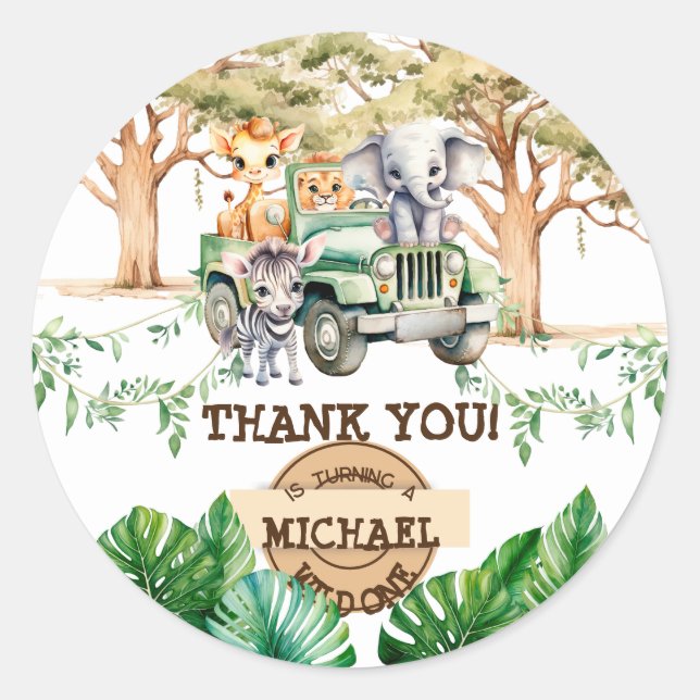 Sticker Rond Safari Wild Un Anniversaire (Devant)