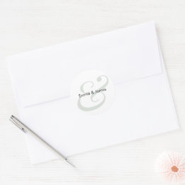 Sticker Rond Sage Ampersand Mariage | Enveloppe Monogramme