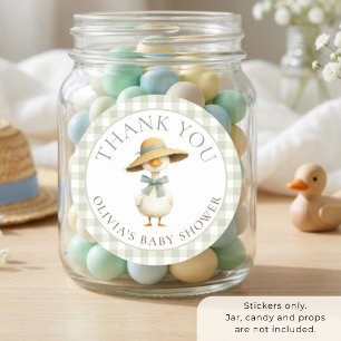Sticker Rond Sage gingham de Silly Goose remerciements Baby Sho