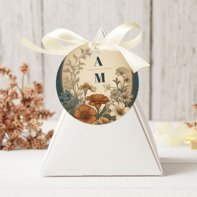 Sticker Rond Sage Green Art Nouveau Alphonse Mucha Mariage (Créateur téléchargé)