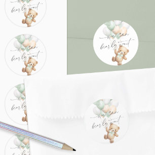Sticker Rond Sage Green Bearly wait Moderne Genre Neutre