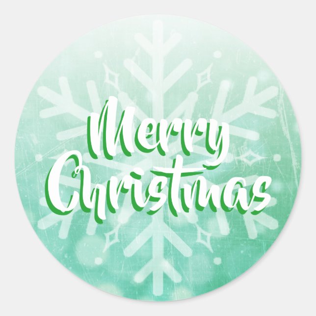 Sticker Rond Sage Green et blanc Noël Flocon de neige (Devant)