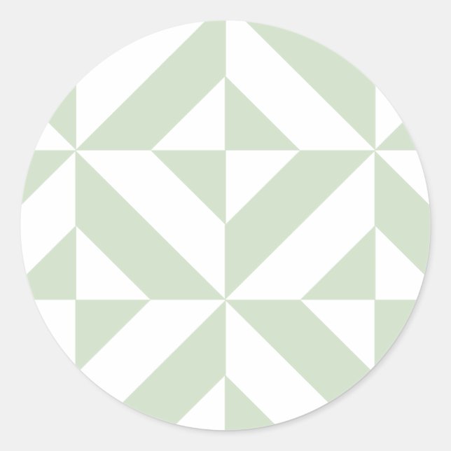 Sticker Rond Sage Green Geometric Deco Cube Pattern (Devant)