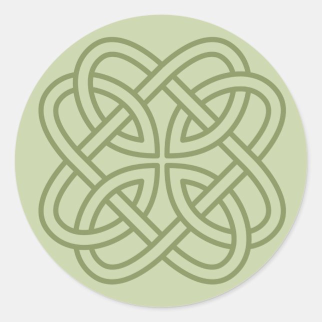 Sticker Rond Sage Green Irish Celtic Love Knot Enveloppe Phoque (Devant)