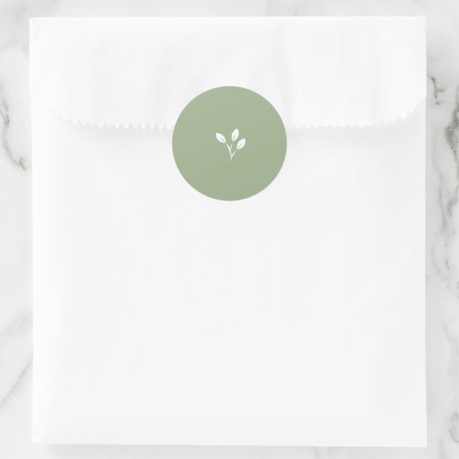 Sticker Rond Sage green, Leaf, Leaves, envelope seal,  (Sac)