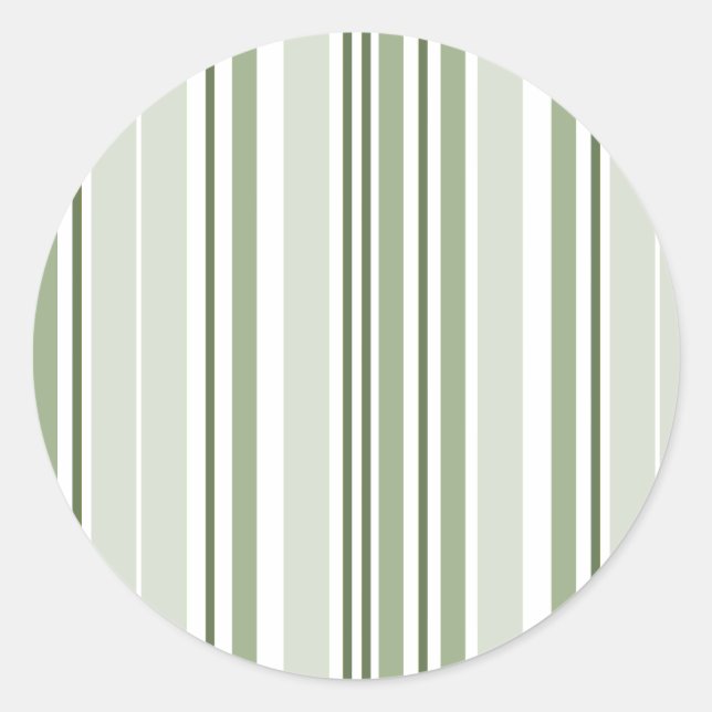 Sticker Rond Sage Green (Light, Medium, Dark) and White Stripes (Devant)