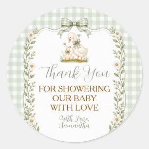 Sticker Rond Sage Green Silly Goose Baby Shower Daisy Merci