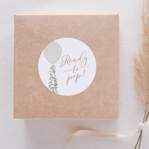 Sticker Rond Sage Liste à Gonfler Fête de Bébé Eucalyptus