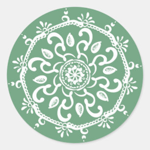 Sticker Rond Sage Mandala