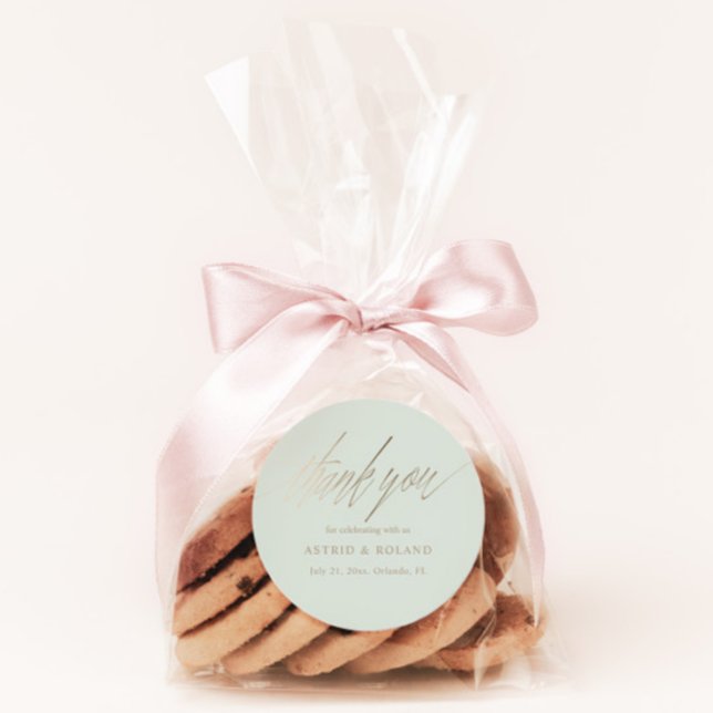 Sticker Rond Sage minimal Vert & Faux Gold Wedding Favoriser (Créateur téléchargé)